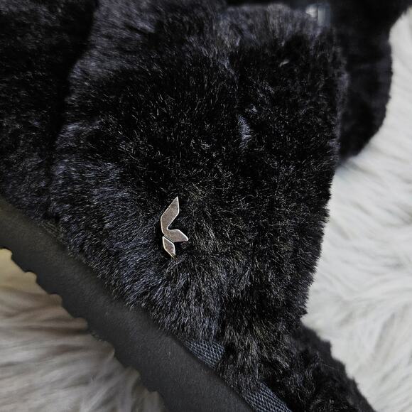 Koolaburra by UGG Women Slippers Size 7 Black Fuzzy Cozy Plush Slide House Shoes - Picture 7 of 11